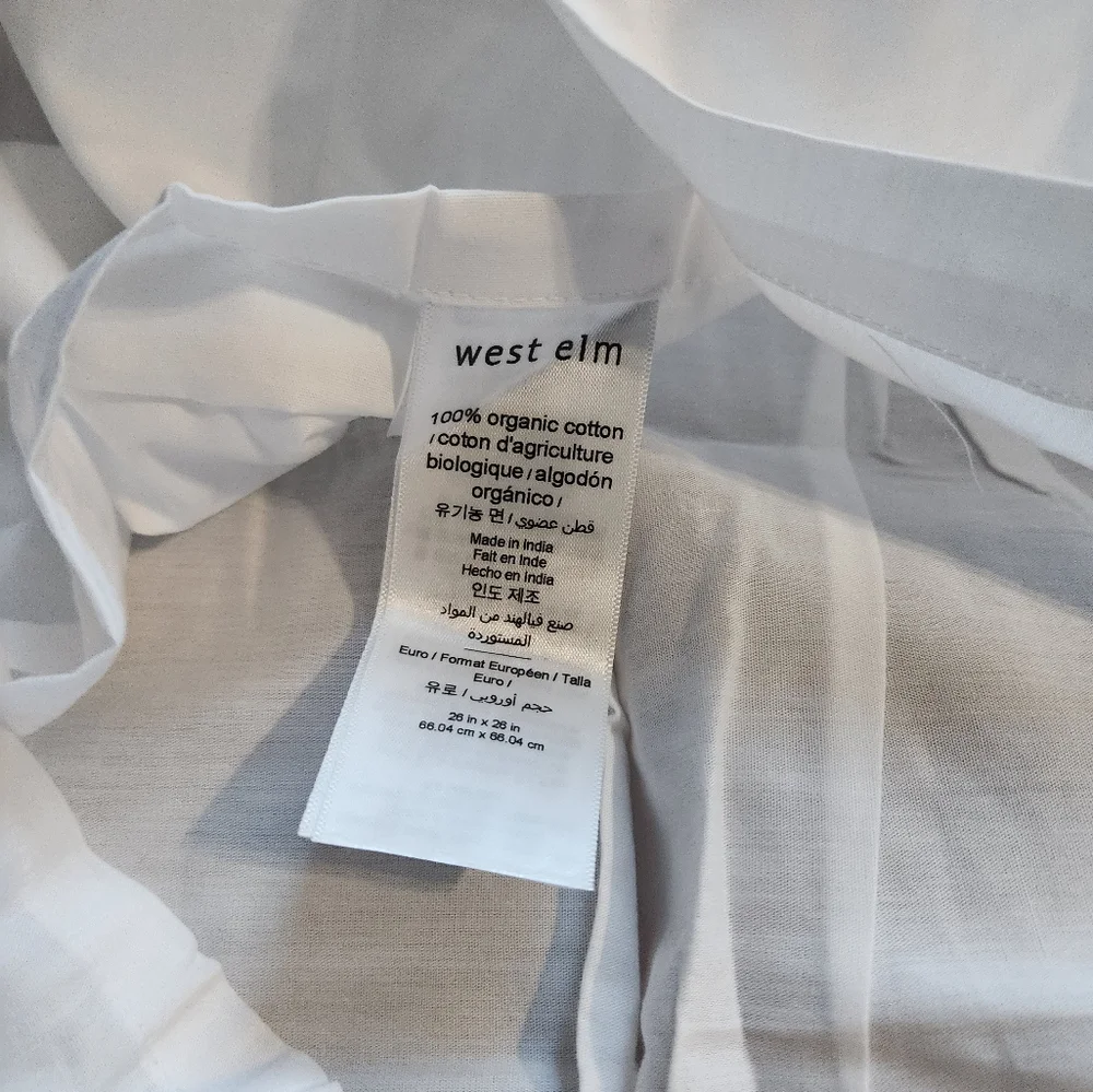 West Elm NWT Organic Cotton Euro White Sham